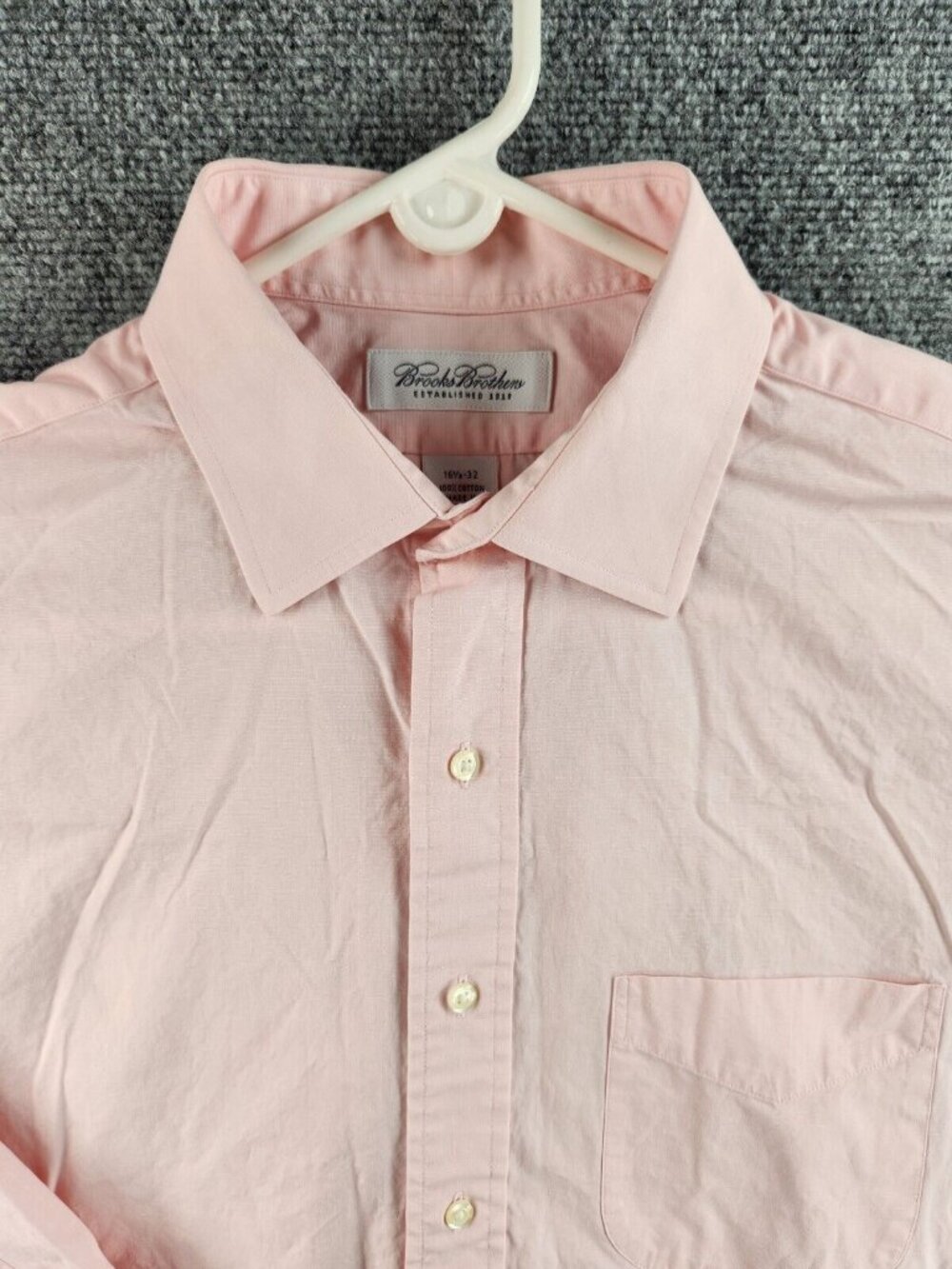 Brooks Brothers 16.5 32 Pink Solid Shirt Long Sleeve Button Up Men Cotton Adult